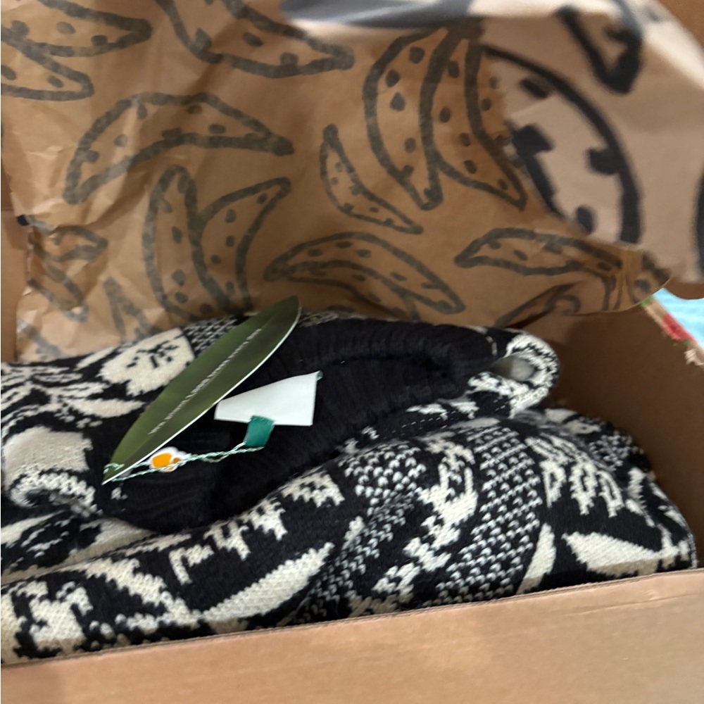 FARM Rio Black and Cream Floral Sweater